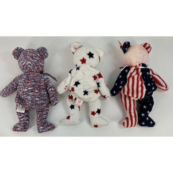 Ty Beanie Babies Patriotic Bear Bundle (3pcs) USA, Glory And Spangle - Picture 3 of 16